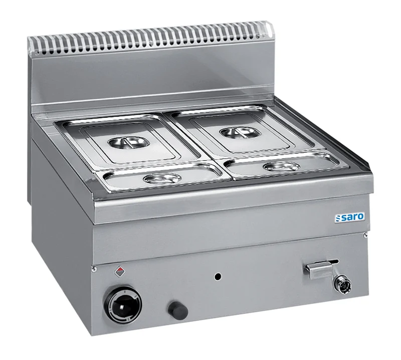 Bain-marie gaz - GN 1/1+1/2+1/4 - 5kW - 600x600x270mm - GBM66 - Saro