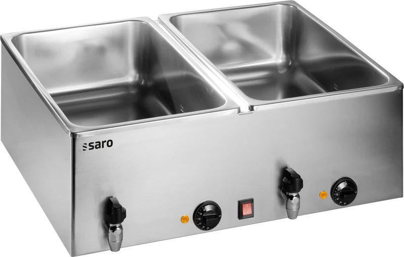 Bain-marie - 2xGN 1/1 - 2x1kW - 690x600x245mm - Robinet - BMH 160-2 - Saro