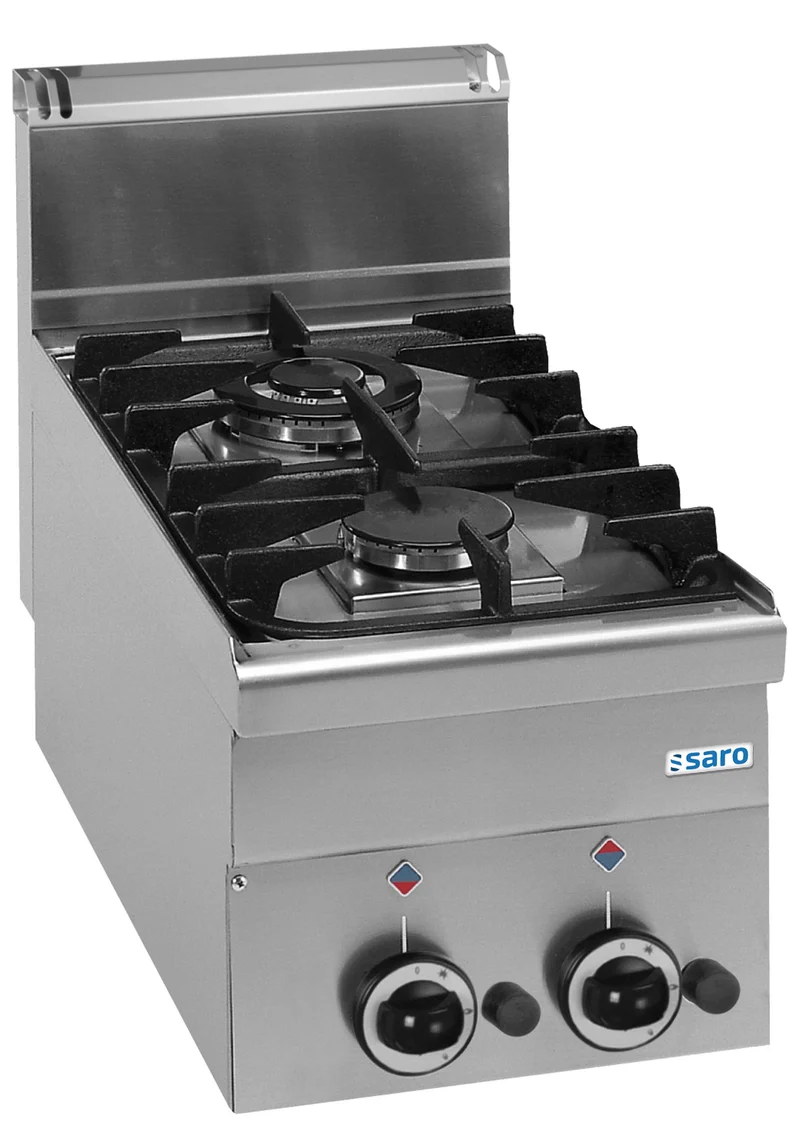Cuisinière à gaz - 2 brûleurs - 5,85 kW - Table - Allumage Piezo inox 330x380x650 mm - Réchaud gaz - Saro