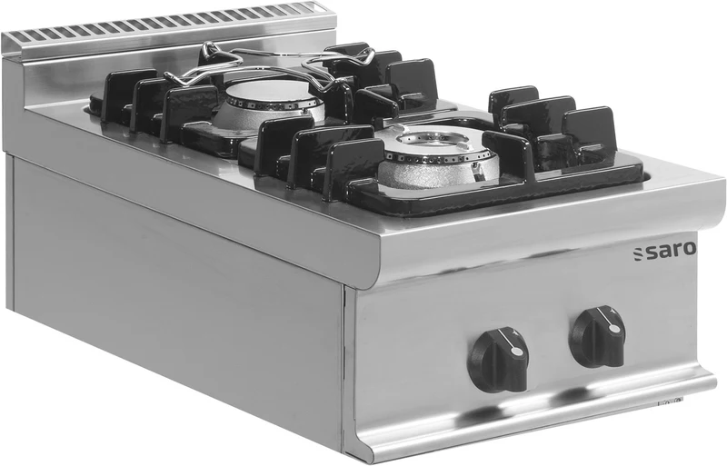 Cuisinière à gaz - 2 brûleurs - 12 kW - Table inox 330x380x650 mm - Réchaud gaz - Saro