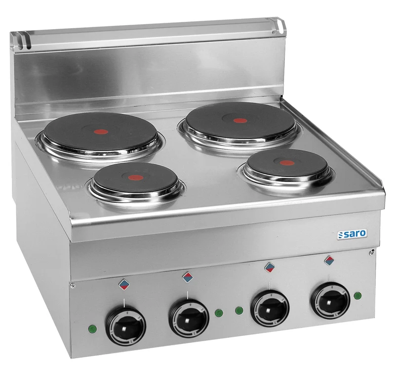 Cuisinière électrique - 4 zones - 4,1 kW - Plaques fonte 565x400x120 mm - Saro