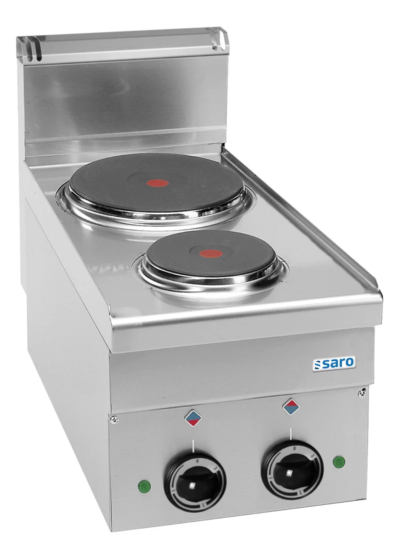 Cuisinière électrique E26 - 2 zones - 4,1 kW - Plaques fonte 600x400x800 mm - Saro