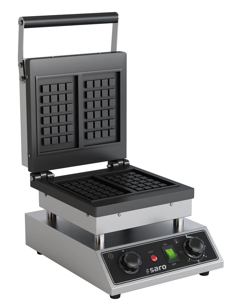 Gaufrier - Gaufres belges - Température +50/+300°C - Minuteur - Acier inoxydable - 1,6 kW - Saro