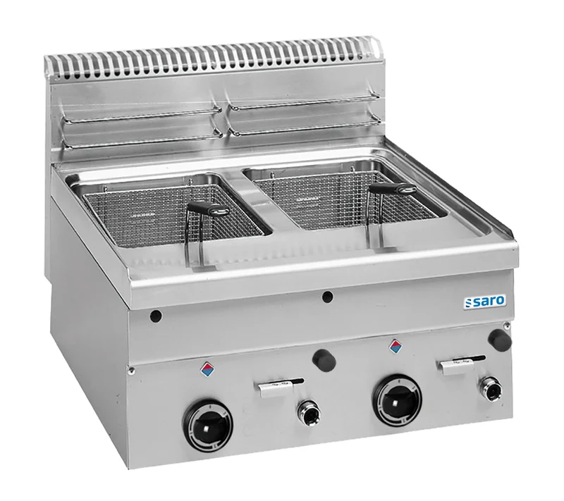 Friteuse gaz - 2x8L - Température 90-190°C - Zone froide - Robinet vidange 14.8 kW - Saro