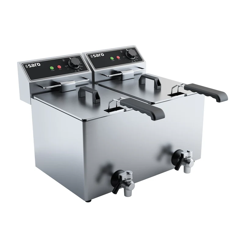 Friteuse double - 2x8L - Température 60/+200°C - Cuves amovibles - Robinet vidange - Saro