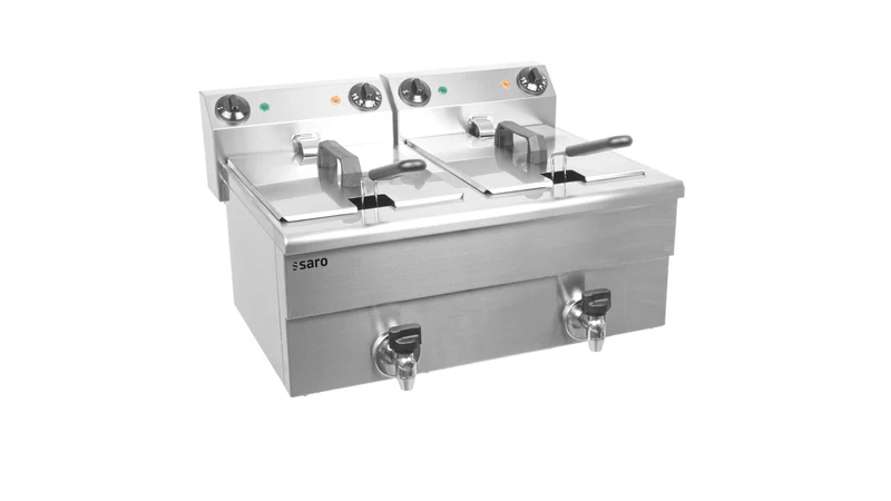Friteuse double - 2x10L - Température 0/+180°C - Cuves amovibles - Robinet vidange - Saro