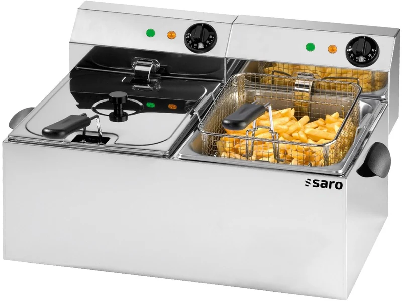 Friteuse double - 2x6L - Température 0/+180°C - Cuves amovibles - Thermostat sécurité - Saro