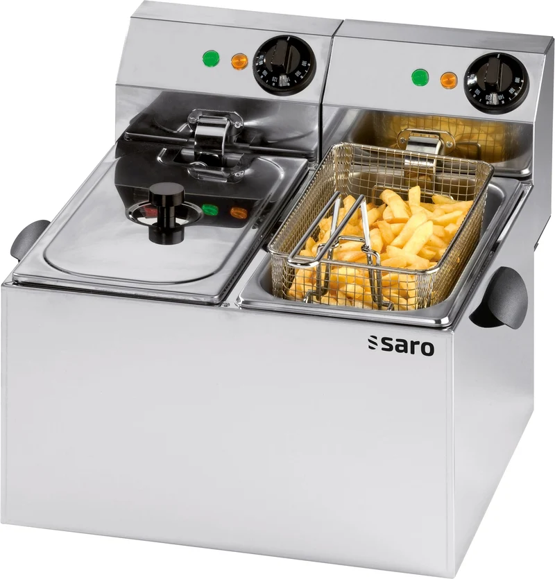 Friteuse double - 2x4L - Température 0/+180°C - Cuves amovibles - Thermostat sécurité - Saro