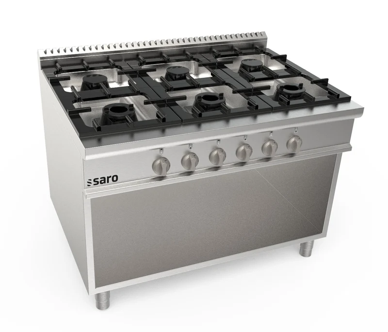 Cuisinière gaz - 6 feux - 36.7 kW - LQ/CUG6BA 1200x700x1085 mm - Fourneau gaz sur meuble - Saro