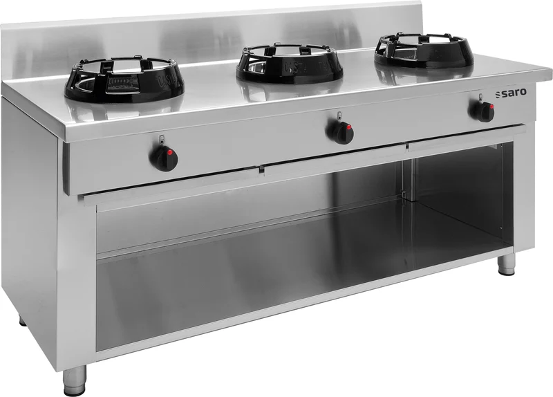 Cuisinière wok gaz - 3 brûleurs - 63 kW - CC/03 700x400x1085 mm - Réchaud wok - Saro
