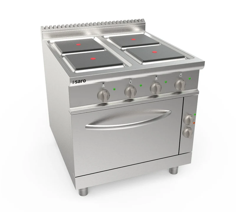 Cuisinière électrique - 4 plaques - Four statique 2/1GN - 21.48 kW - LQ/CQE4LE - Saro