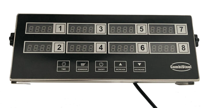 Minuterie de cuisine numérique 8 canaux DKT 8 300x112x36 mm 2.0 watt - Thermomètre et Minuteur - Combisteel