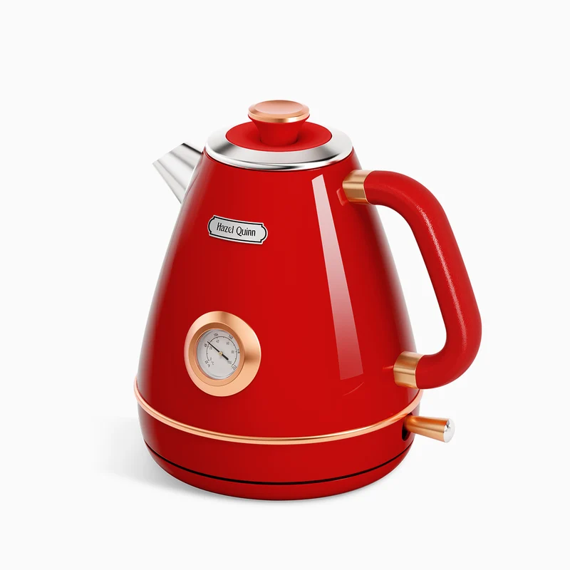 [1-for-1] Ruby Red Electric Kettle, with Food Grade 304 Stainless Steel, Dial Thermometer, 1.7 L (Available in the US)