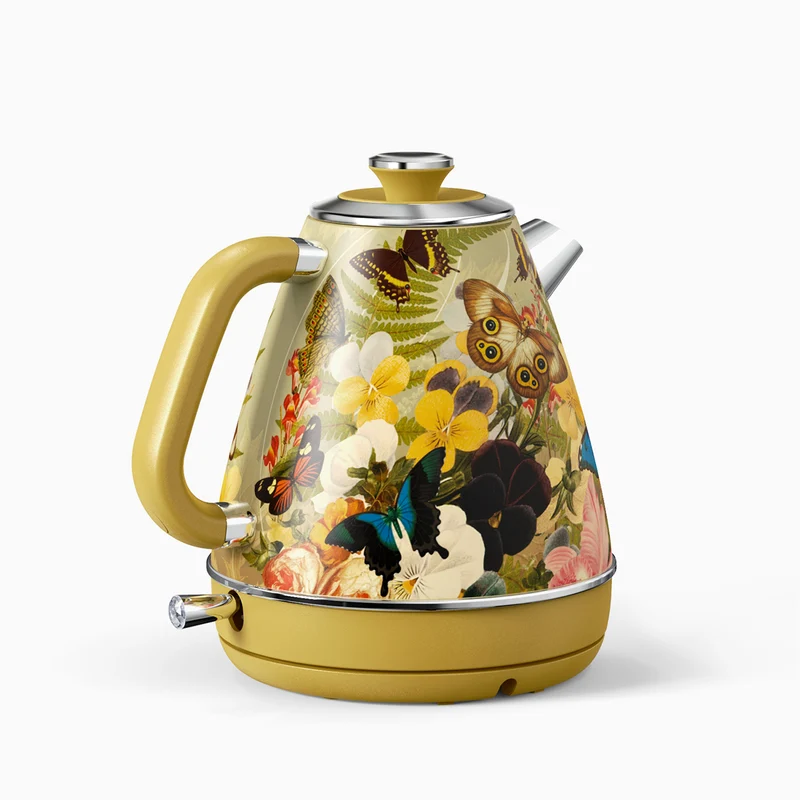 [Upbeat] Jointly-Designed Electric Kettle by Eduardo Recife, with Food Grade 304 Stainless Steel, Dial Thermometer, 1.7 L, Artworks Pasted by Hand
