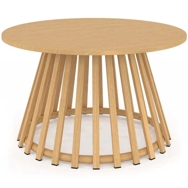 Table basse de jardin ronde Hortensia métal effet bois Ø70cm