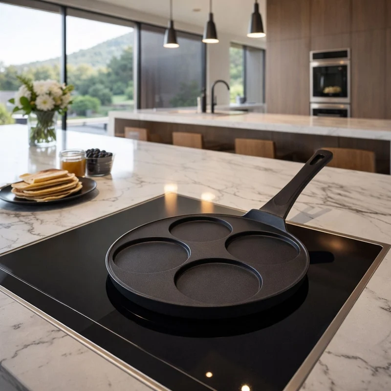 Poêle à pancake 26cm en aluminium 4 trous