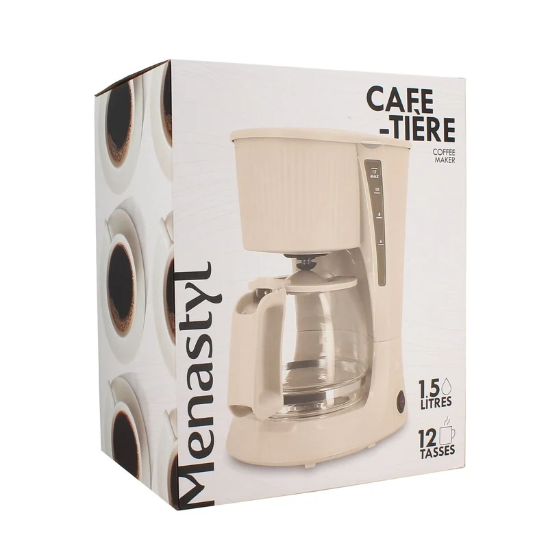 Cafetière 12 tasses 1,5L en polypropylène crème strié