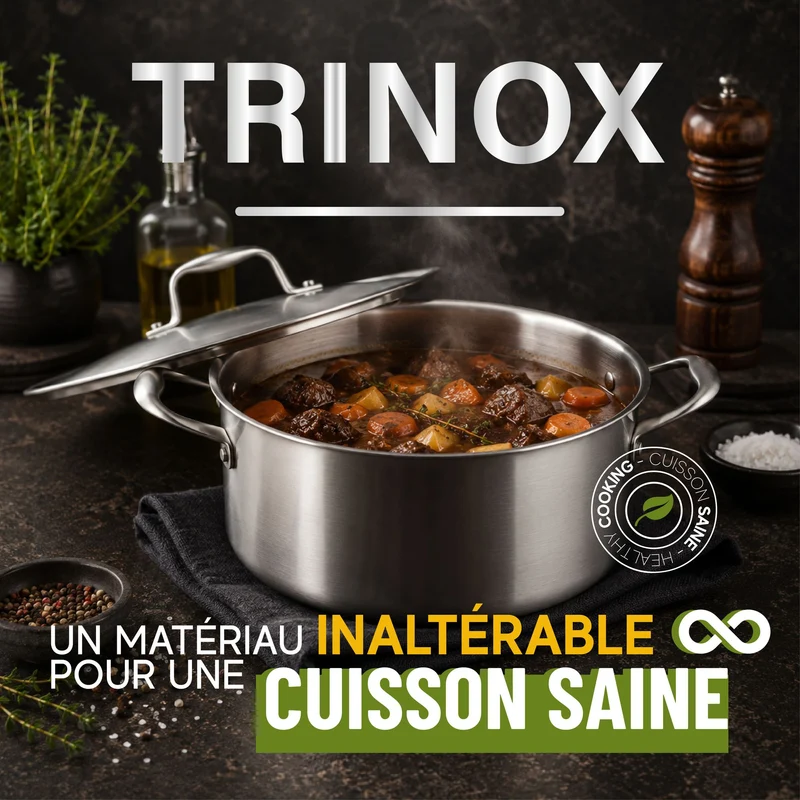 Faitout Trinox Ø24 cm avec Couvercle en acier inoxydable triple couche