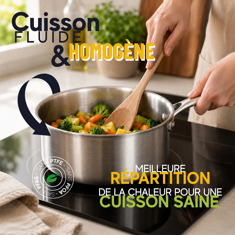 Casserole Trinox Ø20 cm en acier inoxydable triple couche