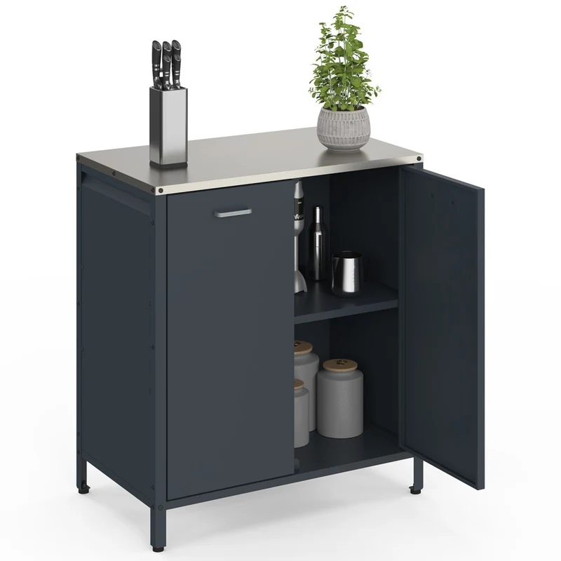 Meuble cuisine extérieure Alméria gris 2 portes + étagères