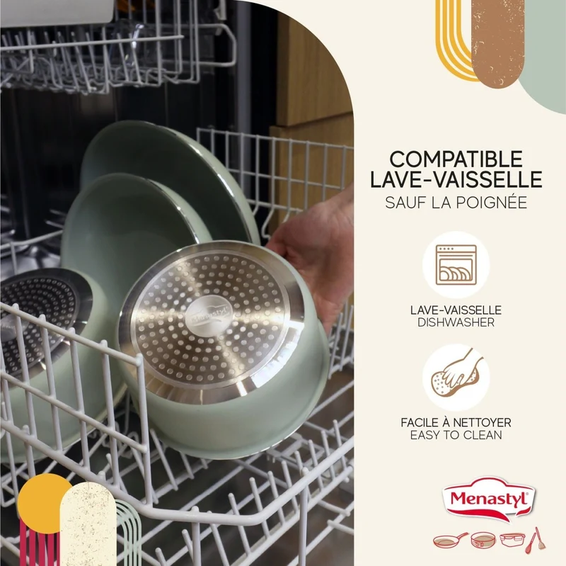 Lot de 2 poêles Colorama en aluminium recyclé amovible avec poignée