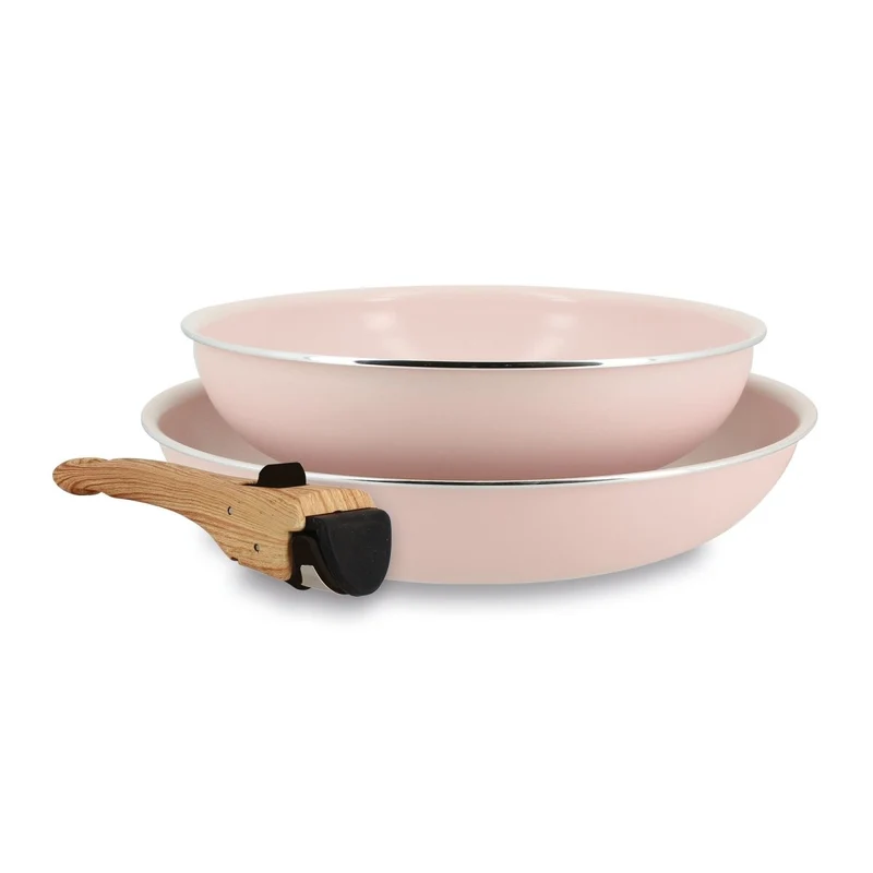 Lot de 2 poêles Colorama en aluminium recyclé amovible avec poignée