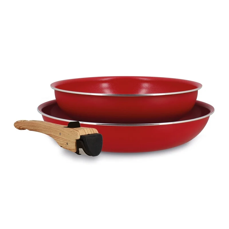 Lot de 2 poêles Colorama en aluminium recyclé amovible avec poignée