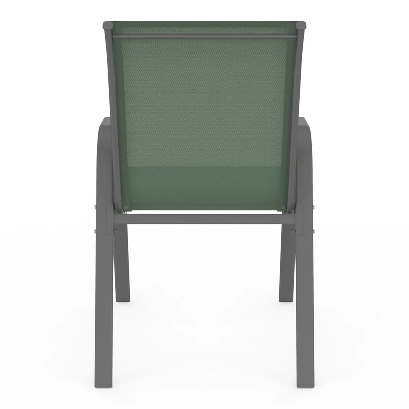 Chaises de jardin empilables en textilène vert - lot de 6