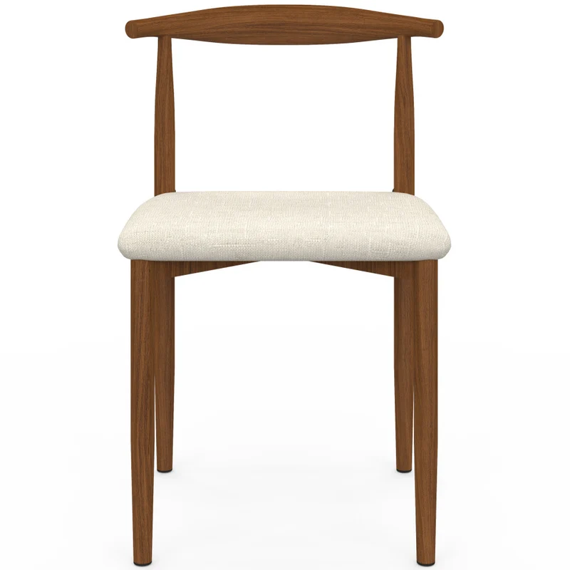 Chaises Adam tissu beige pieds effet bois noyer - lot de 6
