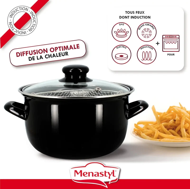 Friteuse en acier émaillé 26 cm