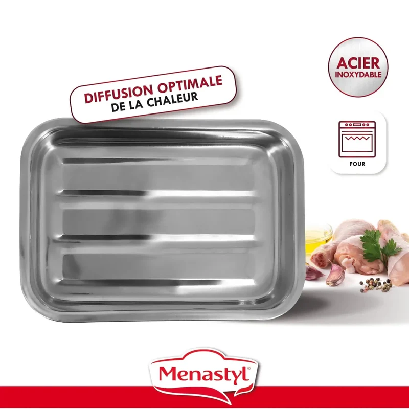 Plat à four Harry rectangulaire en acier inoxydable 30 x 21 cm