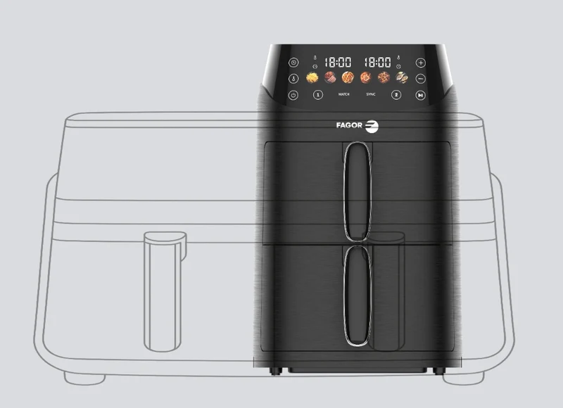 Friteuse à air chaud Air fryer double panier 5L 2000W Noir