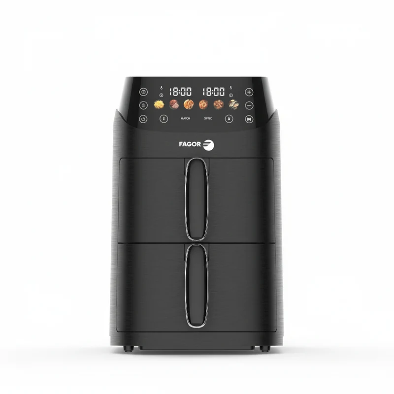 Friteuse à air chaud Air fryer double panier 5L 2000W Noir
