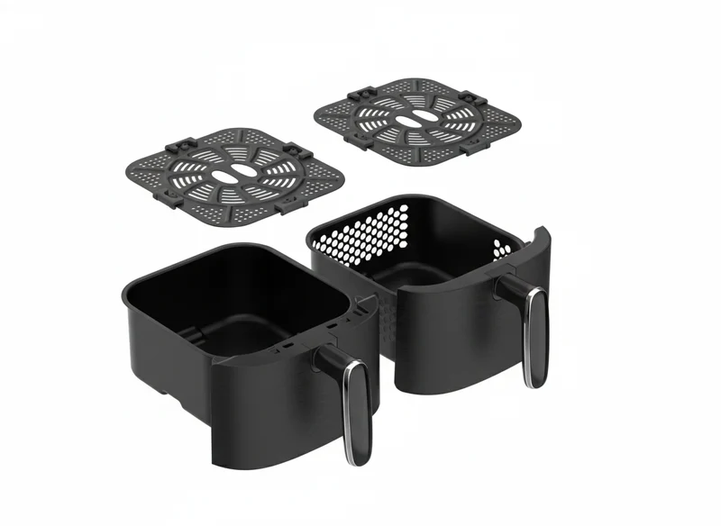 Friteuse à air chaud Air fryer double panier 5L 2000W Noir