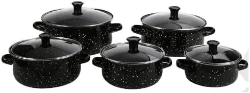 Ensemble 10 pièces marmites et cocottes de cuisine avec couvercle en verre