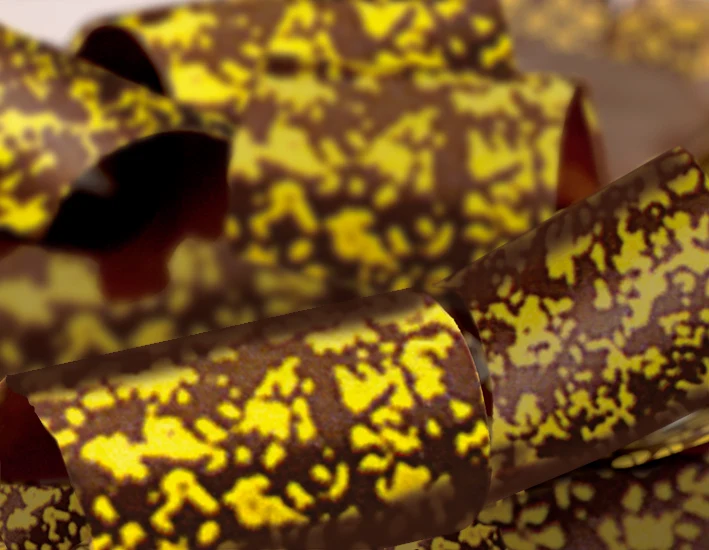 Feuilles transfert pour chocolat polyéthylène - Copaux jaunes