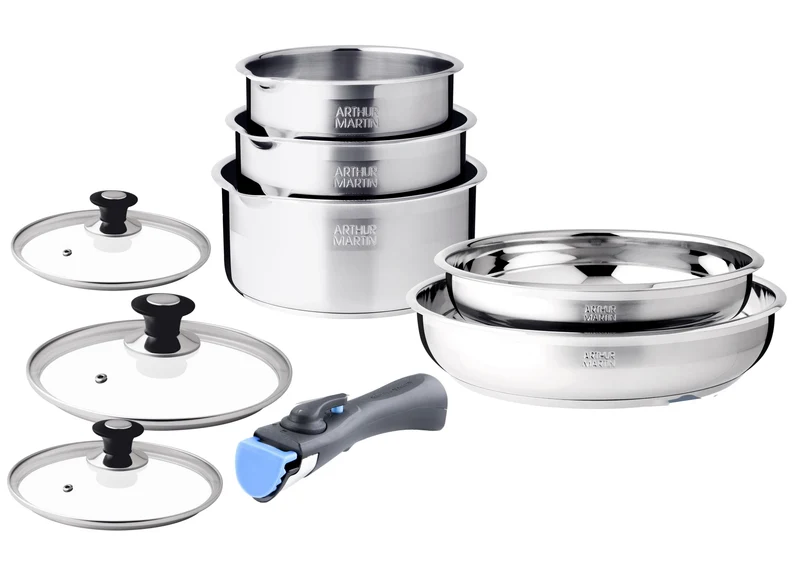 Batterie de cuisine 10 pièces tous feux dont induction acier inoxydable