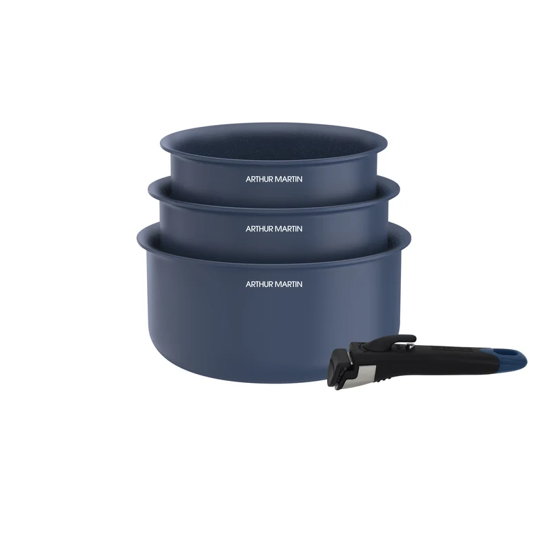 Set de 3 casseroles tous feux dont induction16-18-20 cm poignée Bleu