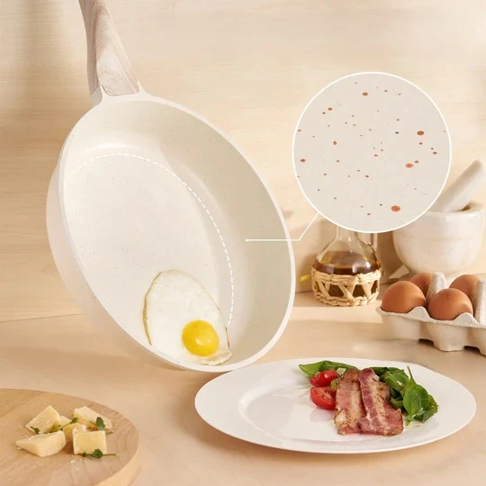 Batterie de Cuisine 15 Pièces Antiadhésives en Granit beige - Tous feux dont induction