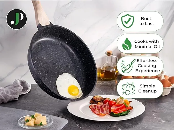 Batterie de Cuisine 15 pièces antiadhésives en Granit noir - Tous feux dont induction