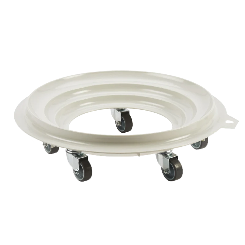 Socle rouleur rond 5 roues - chape acier - gris