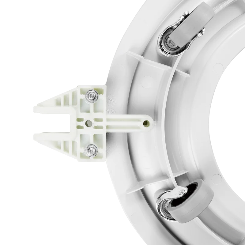 Socle rouleur rond 5 roues - chape acier - gris