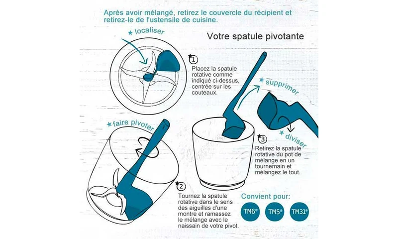 Spatule Rotative Spéciale pour Robot Culinaire - Noir